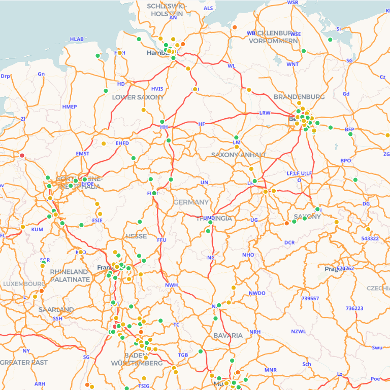 Deutschlandkarte als Vorschau der Bahnkarte